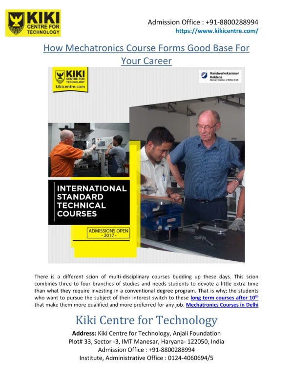 How Mechatronics Course Forms Good Base For Your Career