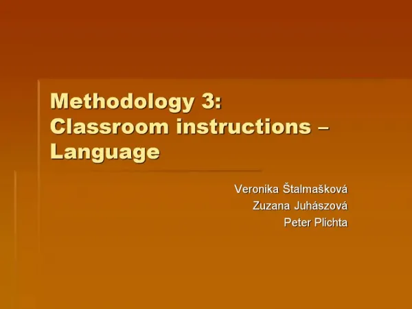 Methodology 3: Classroom instructions Language