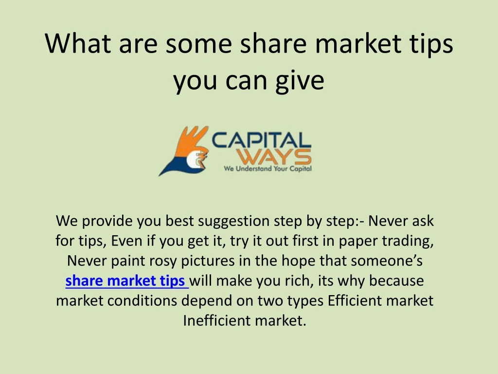 what are some share market tips you can give