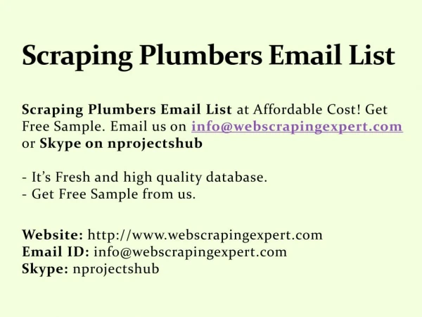 Scraping Plumbers Email List
