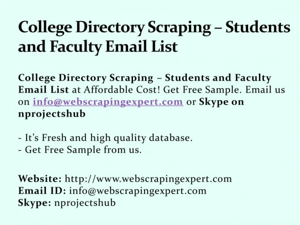 College Directory Scraping – Students and Faculty Email List