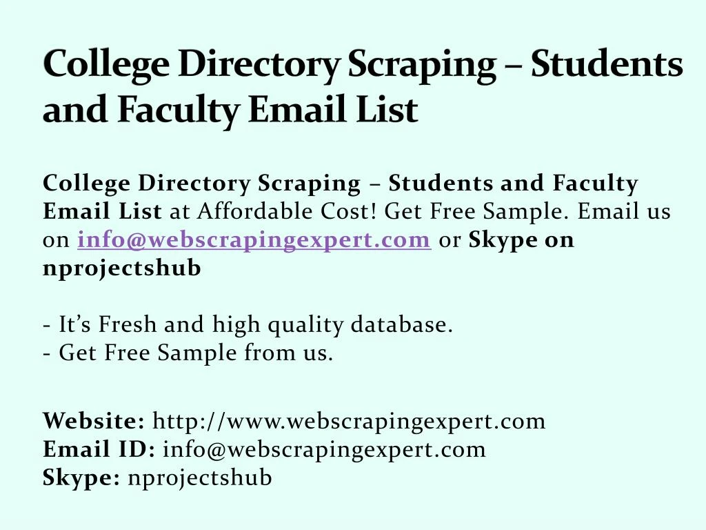 college directory scraping students and faculty email list