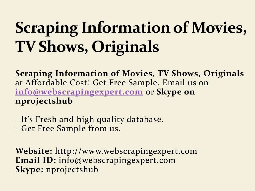 scraping information of movies tv shows originals