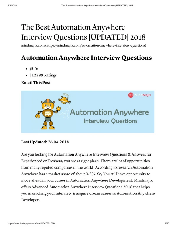 Automation Anywhere Interview Questions And Answers