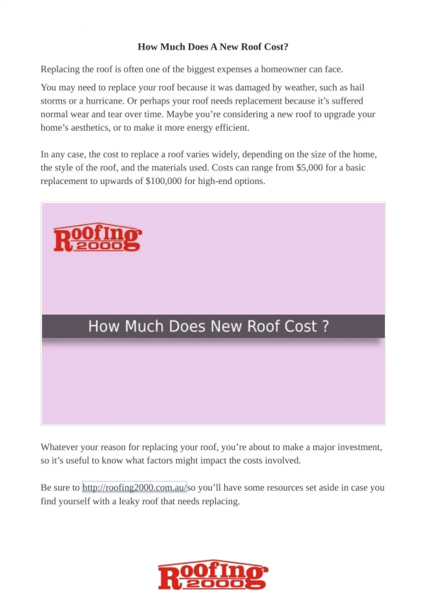 Roofing In Perth WA | Roofing2000