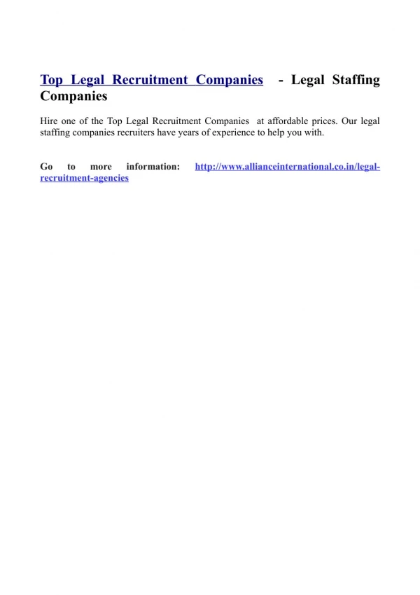 Top Legal Recruitment Companies- Legal Staffing Companies