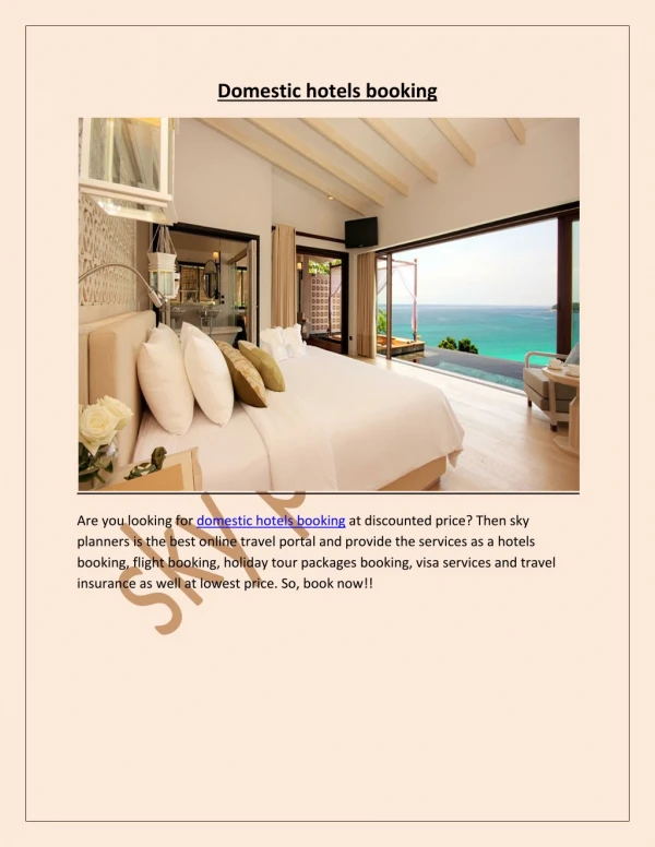 domestic hotels booking