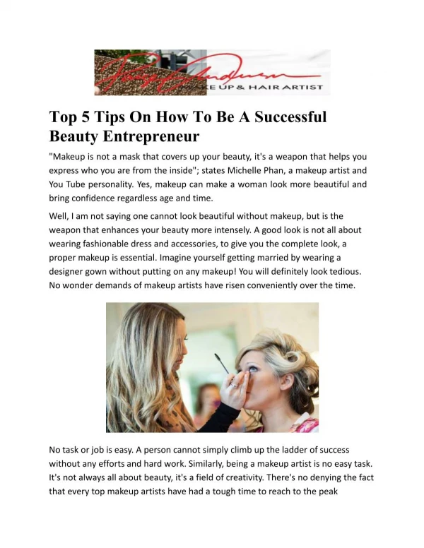 Top 5 Tips On How To Be A Successful Beauty Entrepreneur