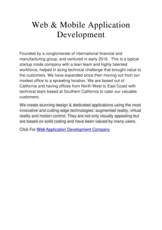 Web Application Development Company