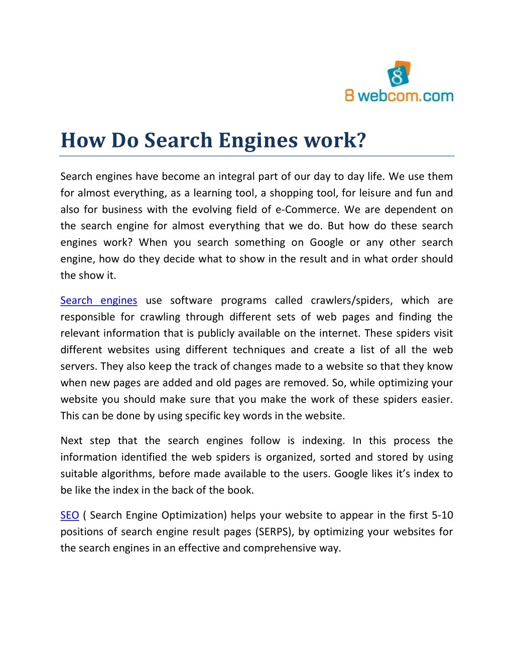 how do search engines work