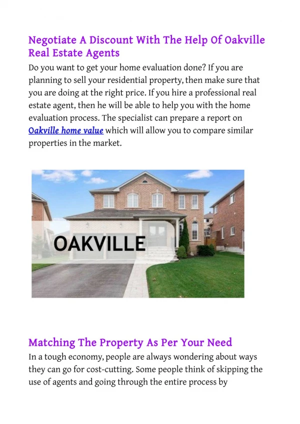 Negotiate A Discount With The Help Of Oakville Real Estate Agents