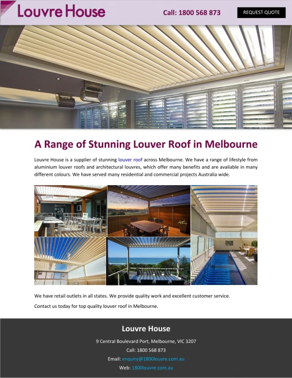 A Range of Stunning Louver Roof in Melbourne