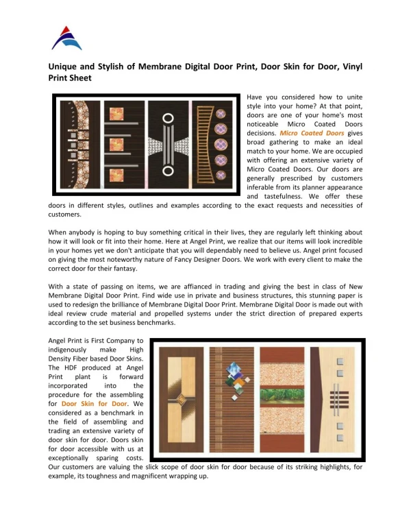 Membrane Digital Door Print, Door Skin for Door and Vinyl Print Sheet for Your Home
