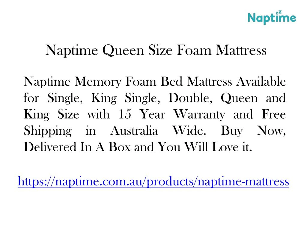 naptime queen size foam mattress