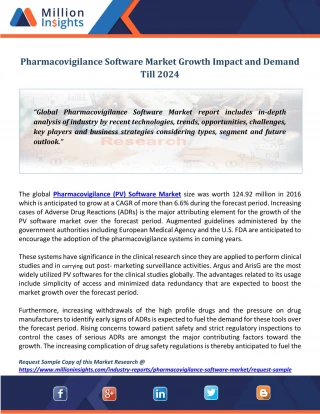 Pharmacovigilance Software Market Growth Impact and Demand Till 2024 - slide 1