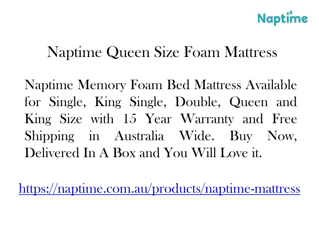 naptime queen size foam mattress