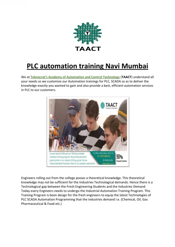 PLC automation training Navi Mumbai