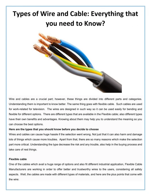 Types of Wire and Cable: Everything that you need to Know?