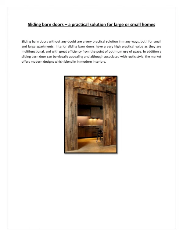 Sliding barn doors â€“ a practical solution for large or small homes