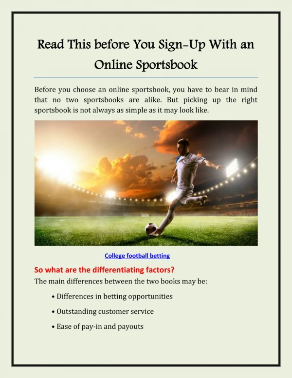 Read This before You Sign-Up With an Online Sportsbook