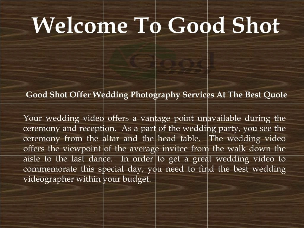 welcome to good shot