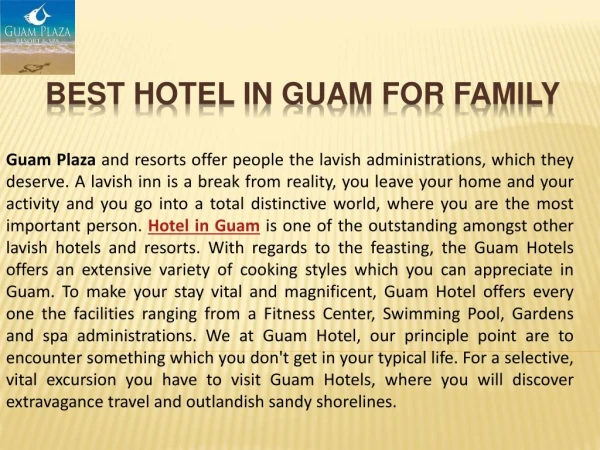 Best Hotel in Guam for Family