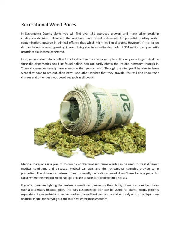 Recreational Weed Prices