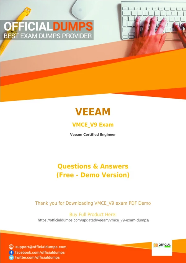 VMCE_V9 Exam Dumps - Try These Actual VEEAM VMCE_V9 Exam Questions 2018 | PDF