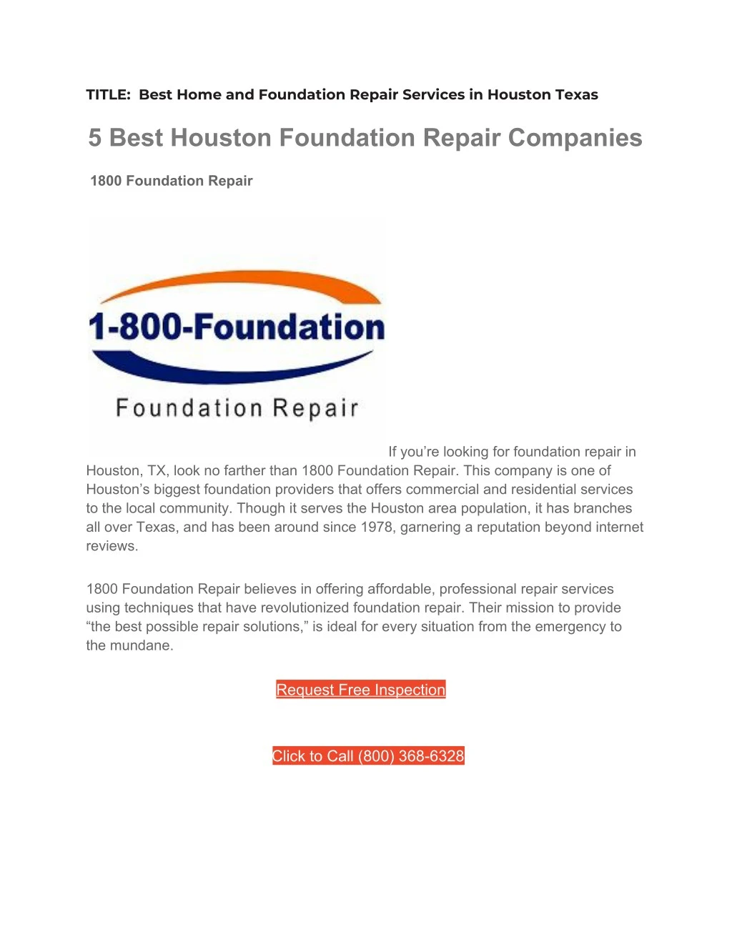title best home and foundation repair services