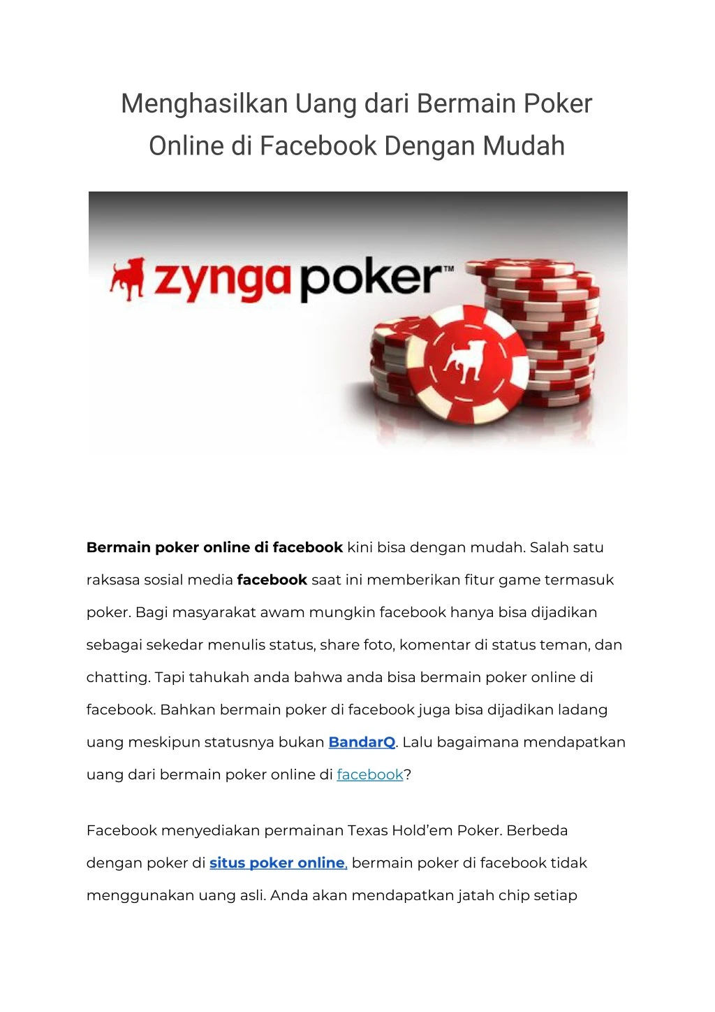menghasilkan uang dari bermain poker online