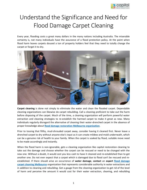 Understand the Significance and Need for Flood Damage Carpet Cleaning