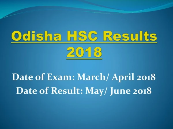 Odisha HSC Results 2018