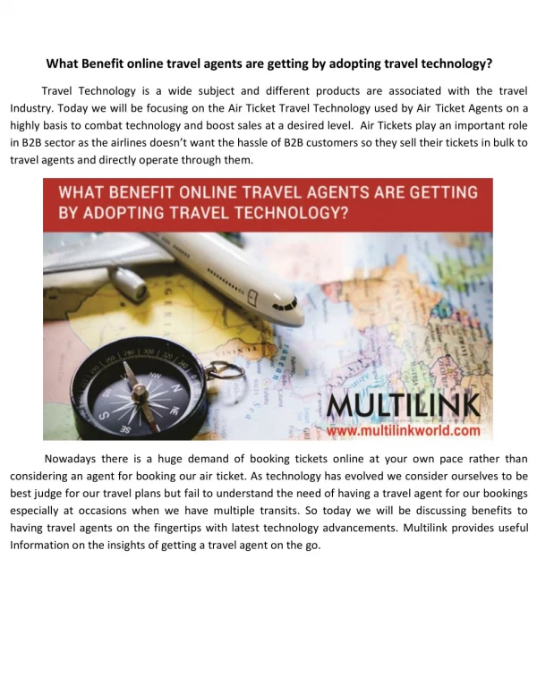 What Benefit Online Travel Agents Are Getting by Adopting Travel Technology?
