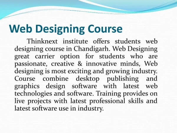 Learn professional web designing course & training - Chandigarh