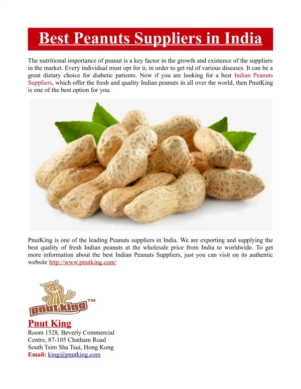 Best Peanuts Suppliers in India