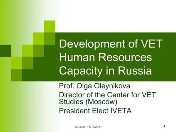 Development of VET Human Resources Capacity in Russia