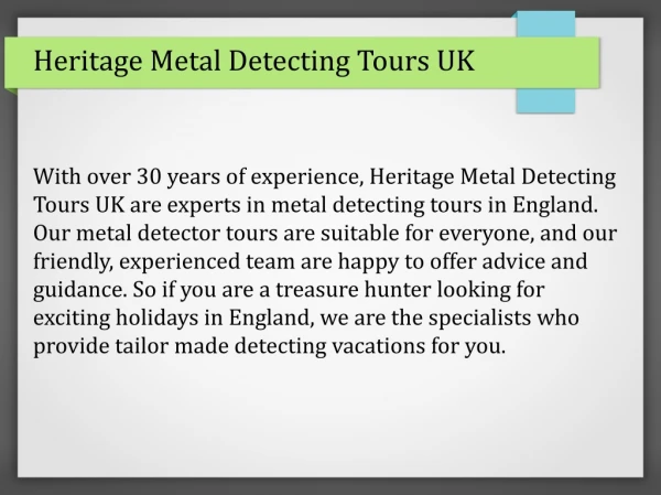 Heritage Metal Detecting Tours UK