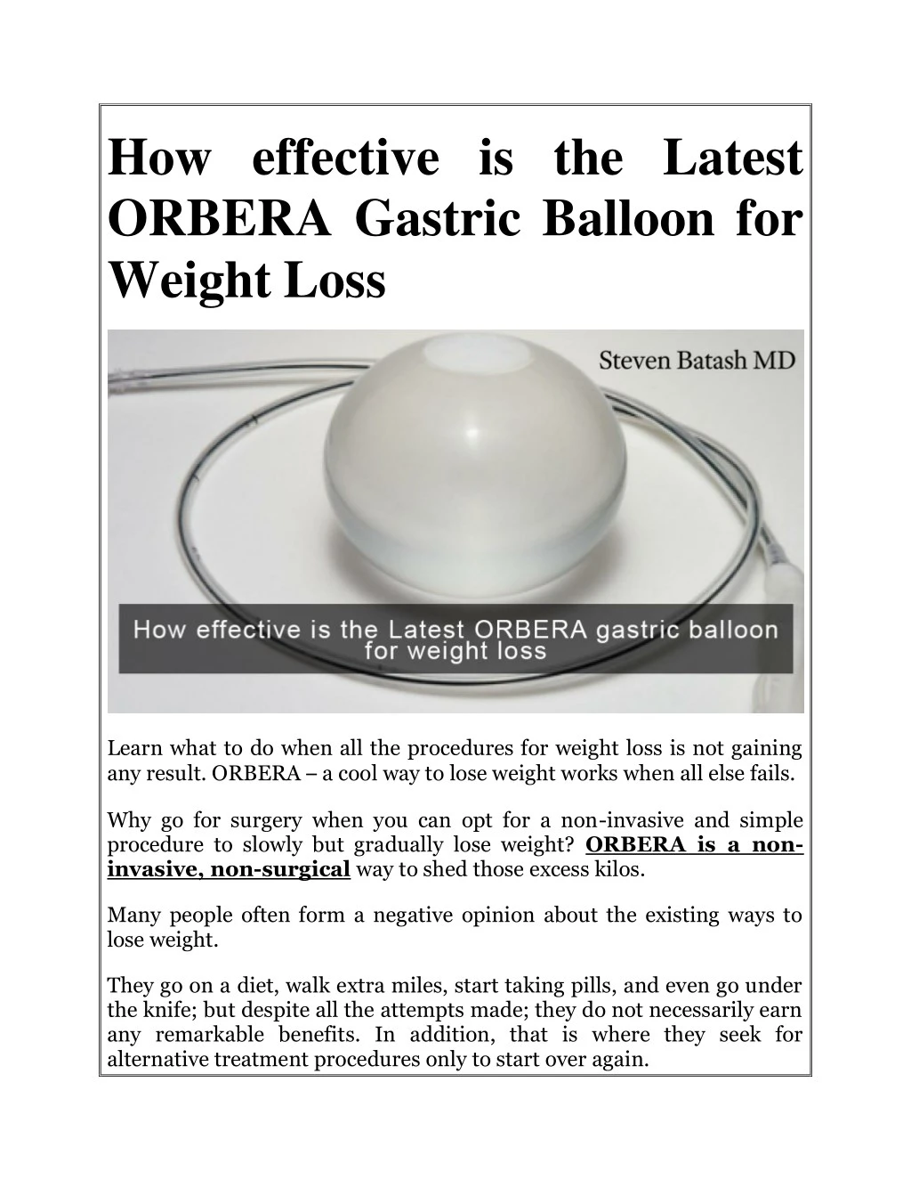 how effective is the latest orbera gastric