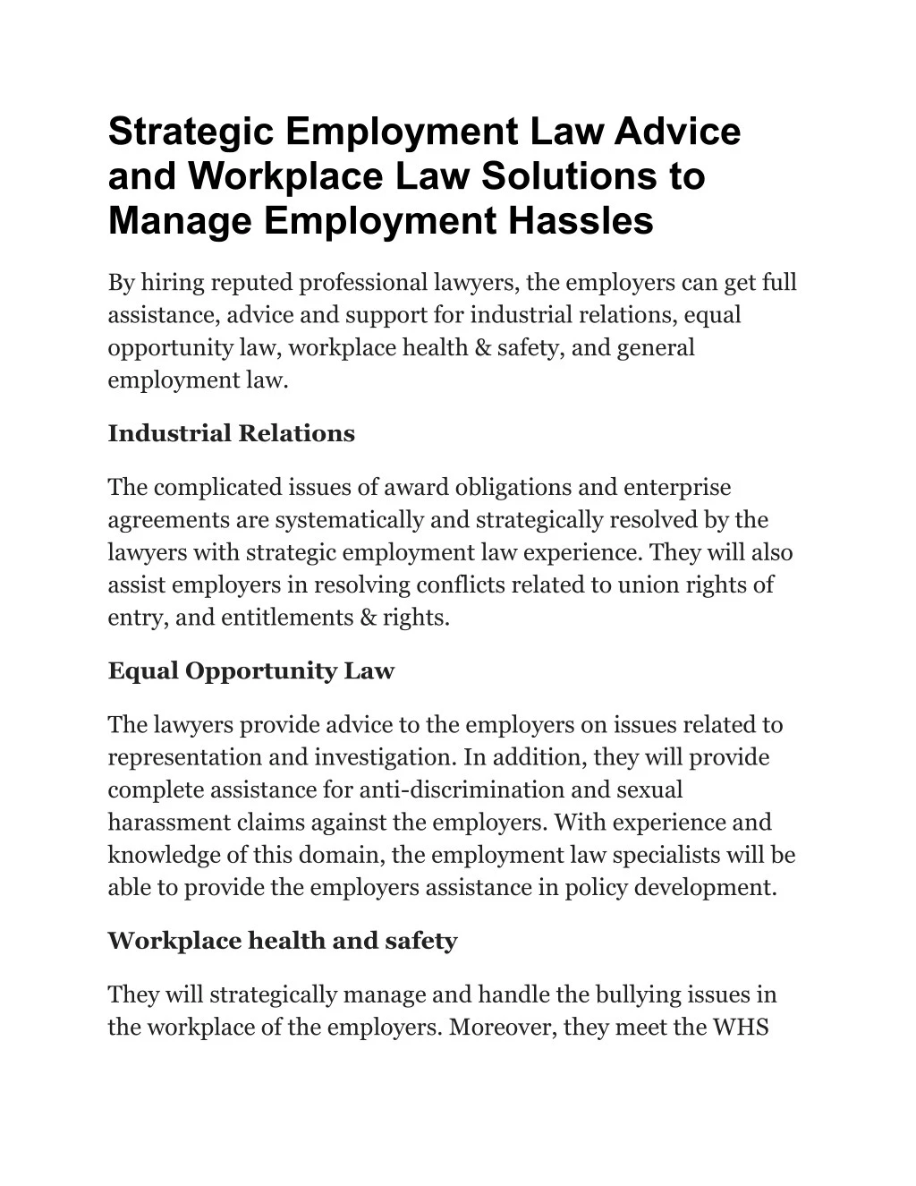 strategic employment law advice and workplace