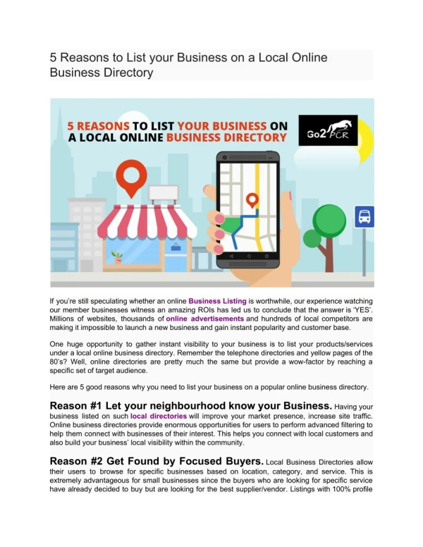 5 Reasons to List your Business on a Local Online Business Directory