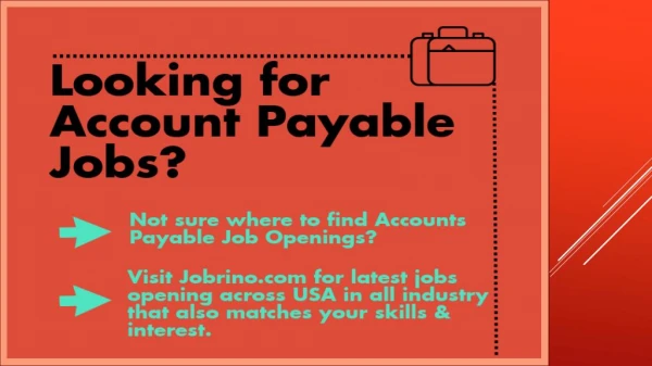 Account Payable Jobs in USA.