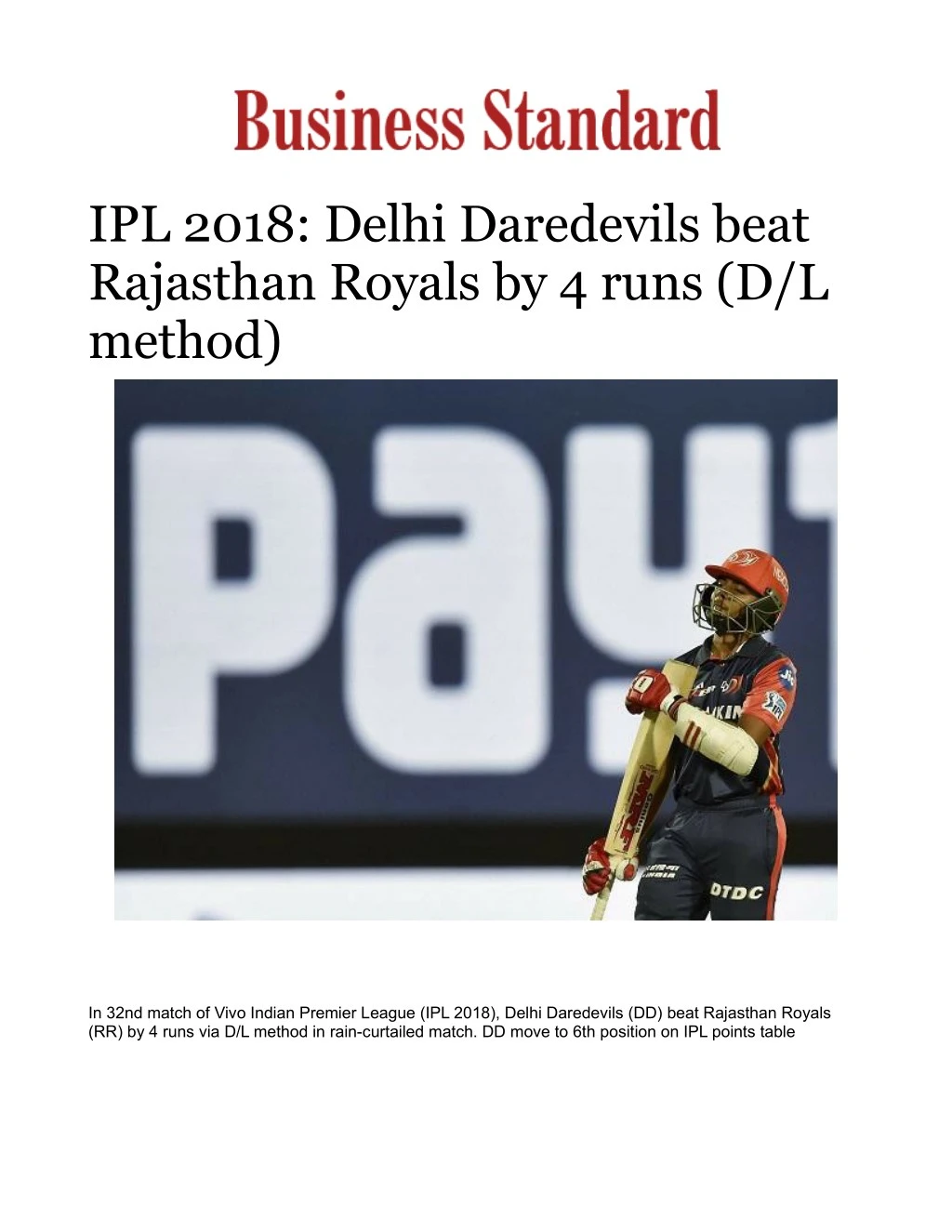 ipl 2018 delhi daredevils beat rajasthan royals