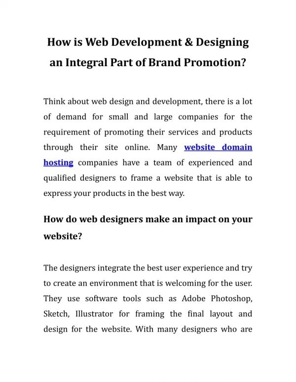 How is Web Development & Designing an Integral Part of Brand Promotion?