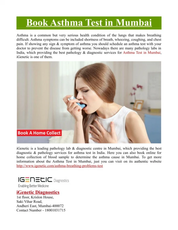 Book Asthma Test in Mumbai