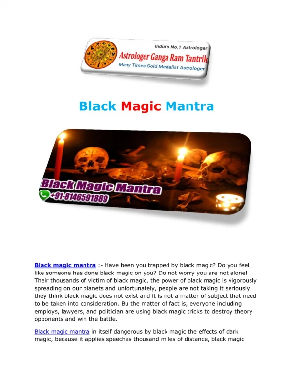 Black Magic Mantra | Call Now | +91-8146591889 | Delhi