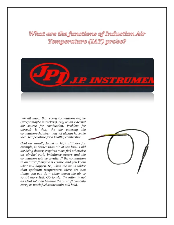 What are the functions of Induction Air Temperature (IAT) probe