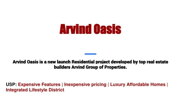 Arvind Oasis new launch in Bangalore
