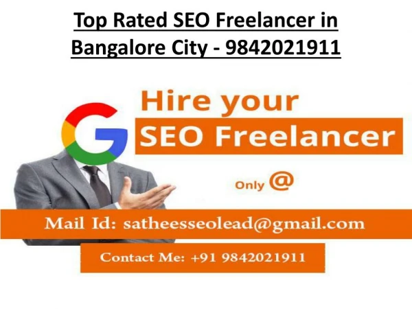 Top Rated SEO Freelancer in Bangalore City - 9842021911