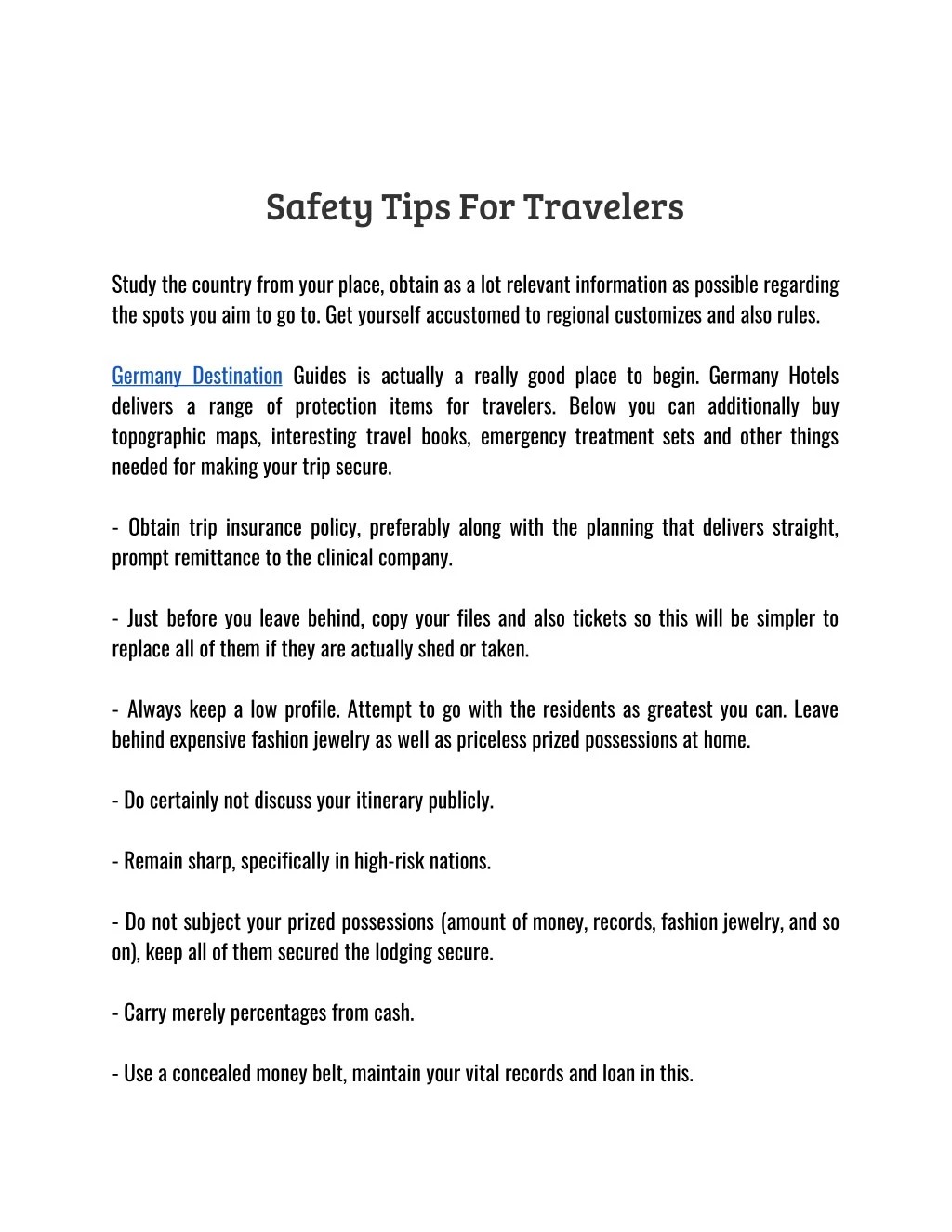 safety tips for travelers