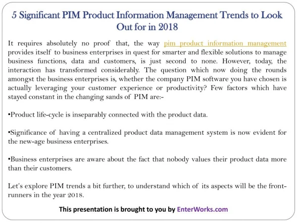 5 Significant PIM Product Information Management Trends to Look Out for in 2018